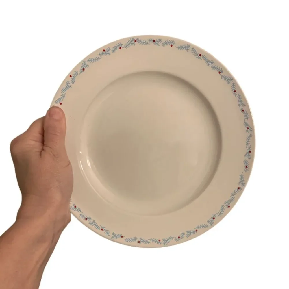 IKEA VINTERFEST Christmas Plate Blue Pine Red Berry Rim Holiday Wall Decor
